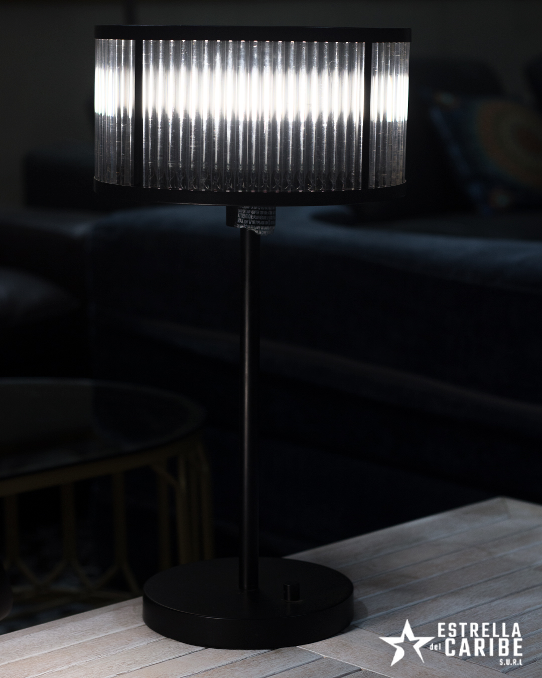 Lámpara de Mesa de Cristal y Metal de Lujo Moderno – Opciones de Color Negro y Blanco (24 Pulgadas / 60.96 cm) - Imagen 2