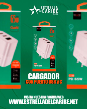 Cargador con puerto USB y C