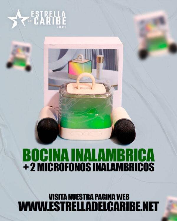 Mini Bocina + 2 Micrófonos  inalámbricos