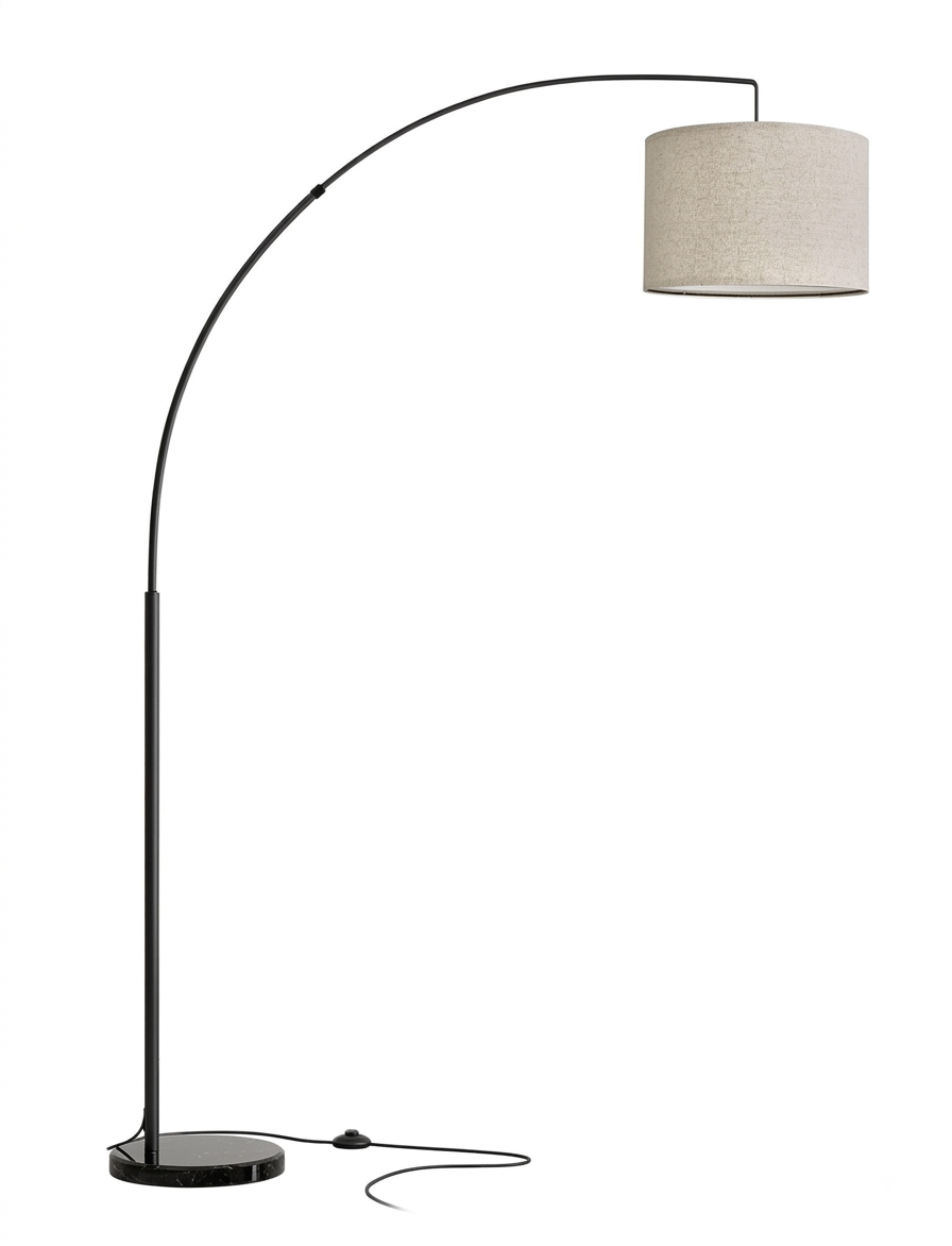 Lámpara de Pie con Arco y Pantalla Gris